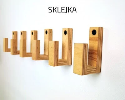 Wieszaki drewniane ścienne ze Sklejki do garderoby, łazienki, kuchni